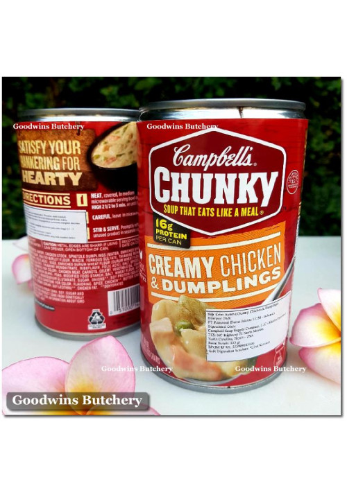 Soup Campbell's USA CHUNKY CHICKEN & DUMPLINGS CREAMY SOUP 18.8oz 533g (16g protein/can)